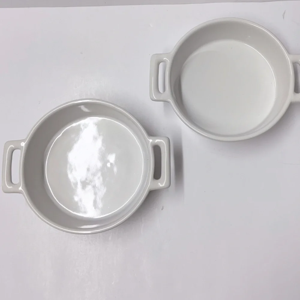 Crate & Barrel Small Covered Casserole Dishes Stoneware Baker Lot of 2